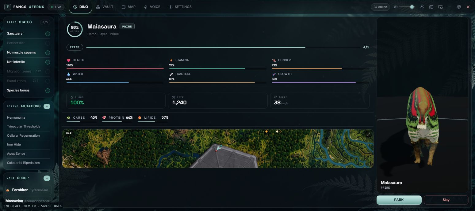 Fangs & Ferns Overlay — interface preview