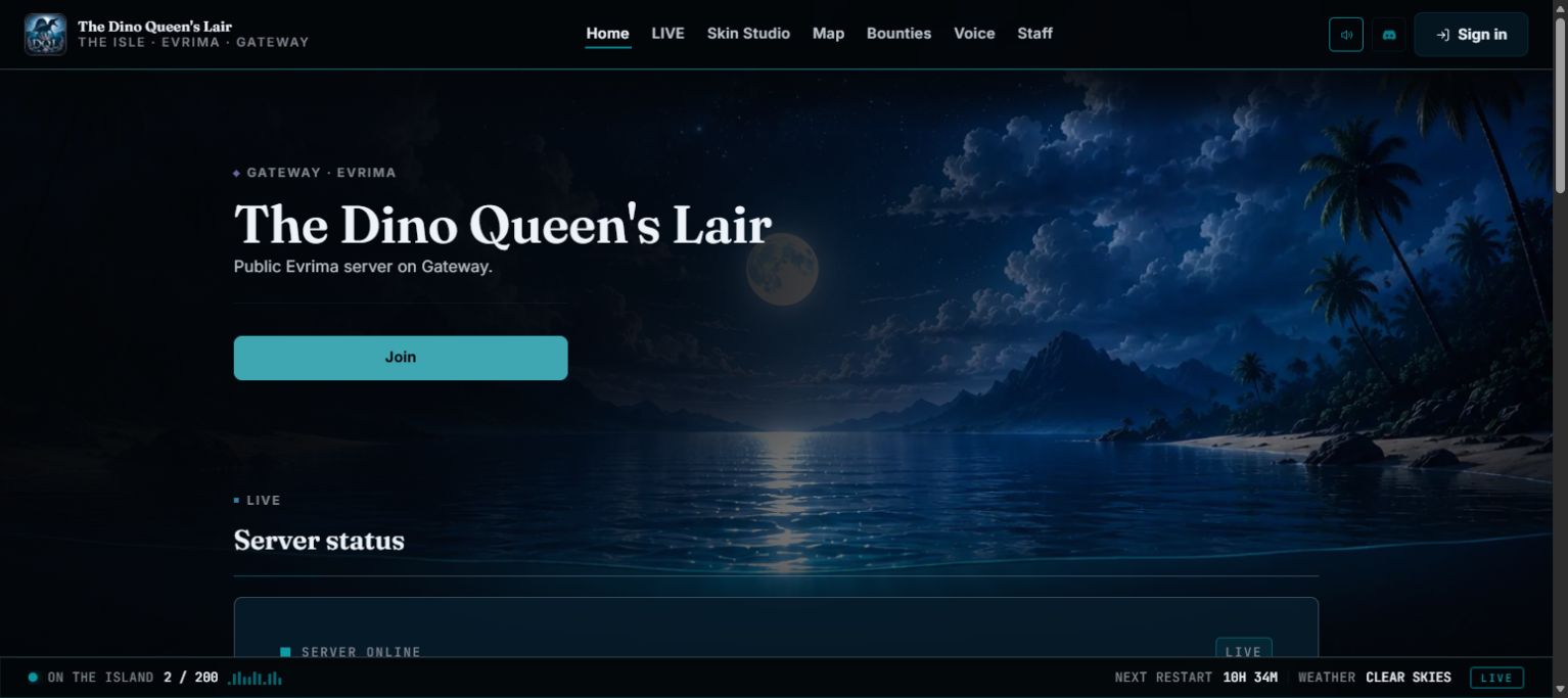 Dino Queen’s Lair website portfolio capture