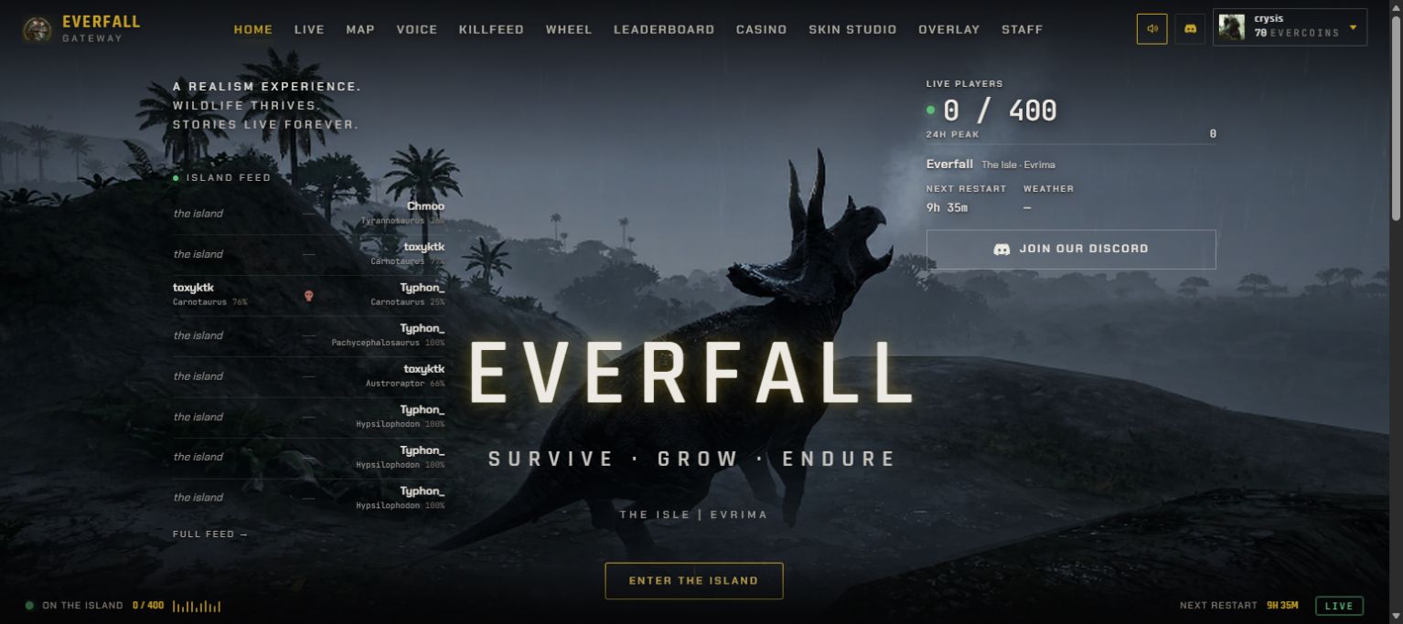 Everfall website portfolio capture