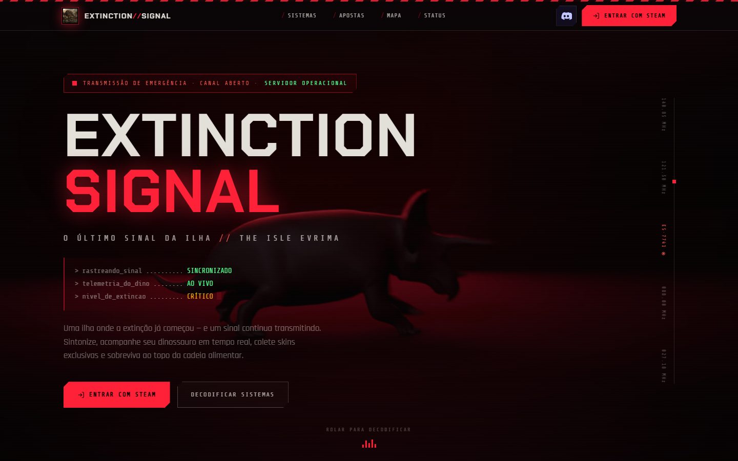 Extinction Signal website portfolio capture