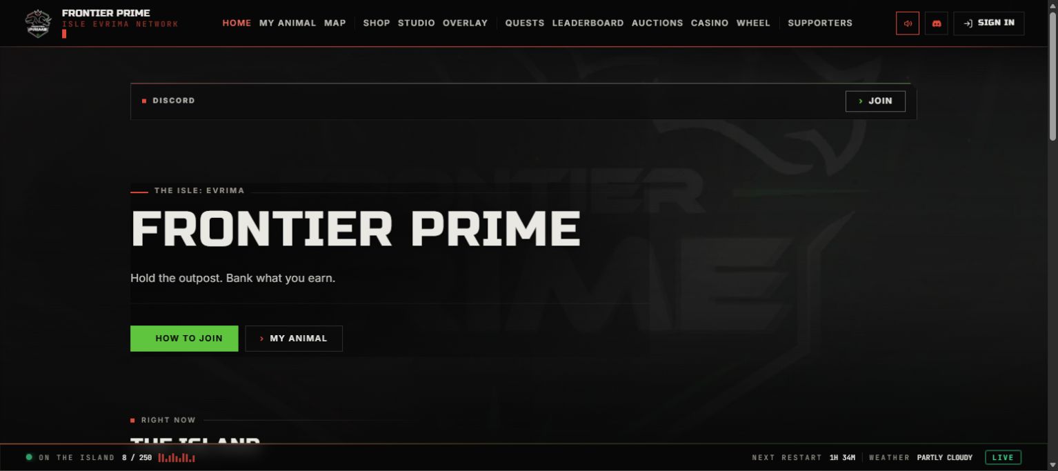 Frontier Prime website portfolio capture