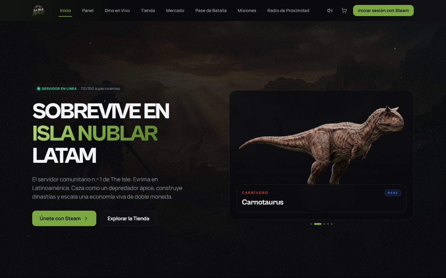 Isla Nublar LATAM website portfolio capture