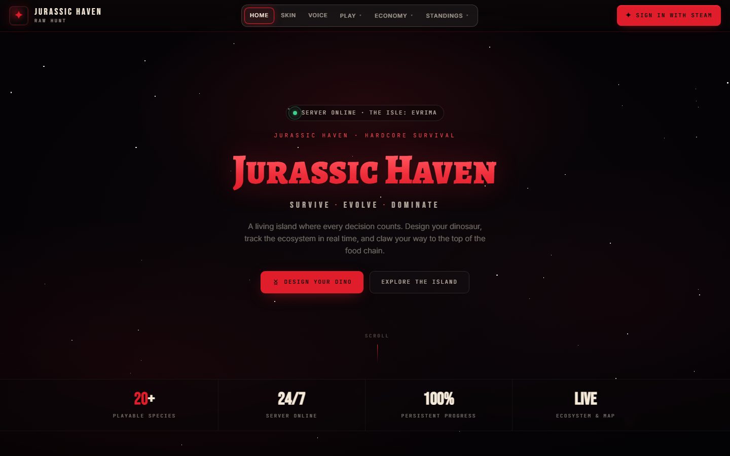 Jurassic Haven website portfolio capture