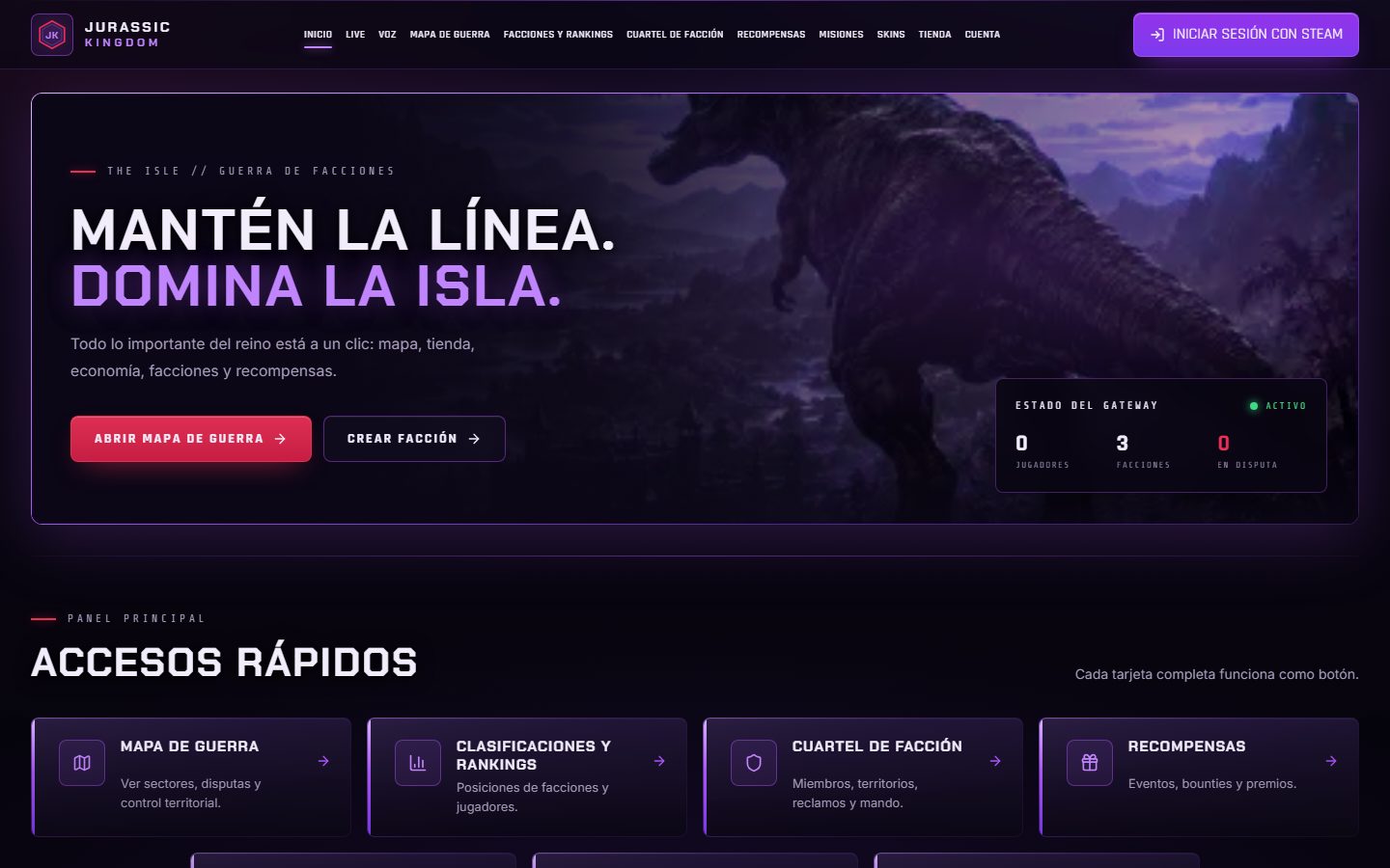 Jurassic Kingdom website portfolio capture