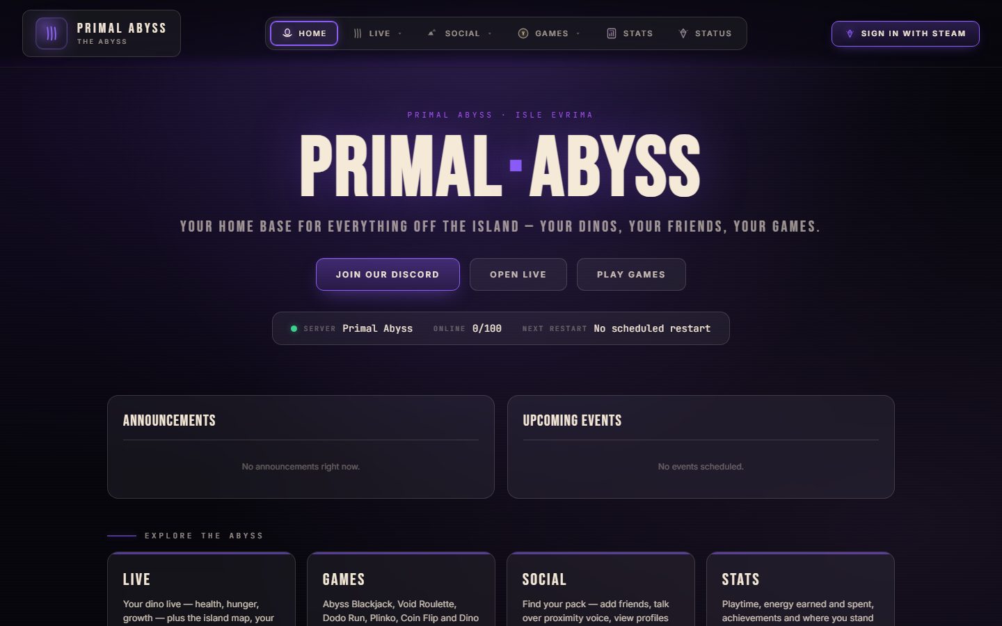 Primal Abyss website portfolio capture