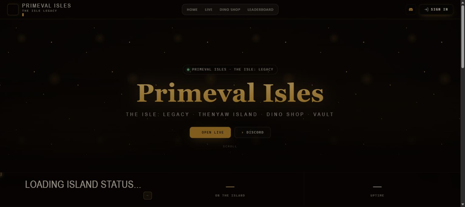 Primeval Isles website portfolio capture