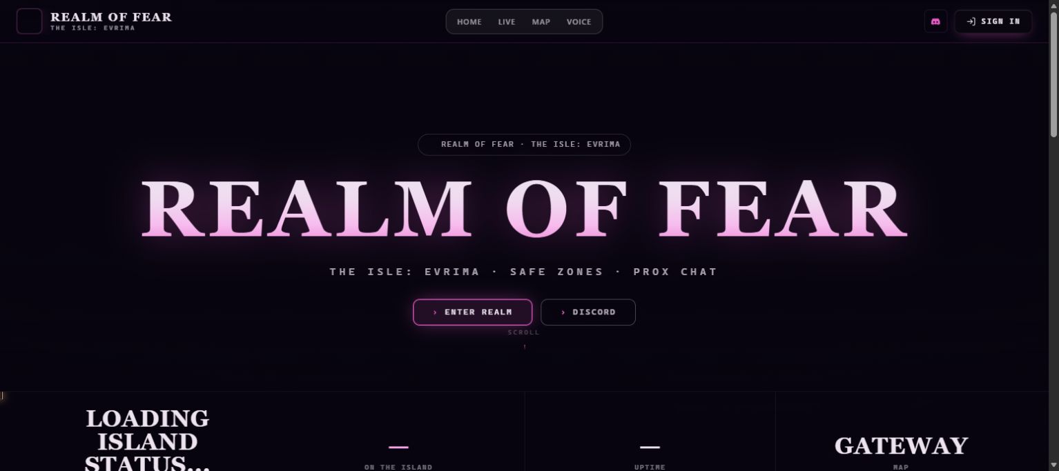 Realm of Fear website portfolio capture